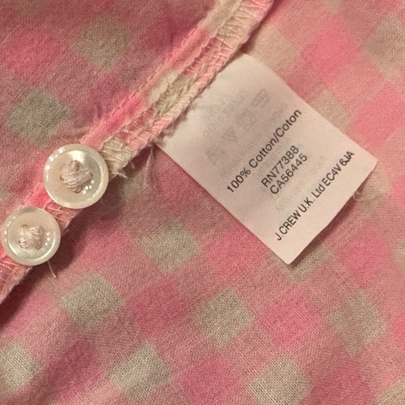 J Crew Gingham Checkered Button Up Boy Shirt  Barbie Pink & White Size 0 EUC - Picture 12 of 13